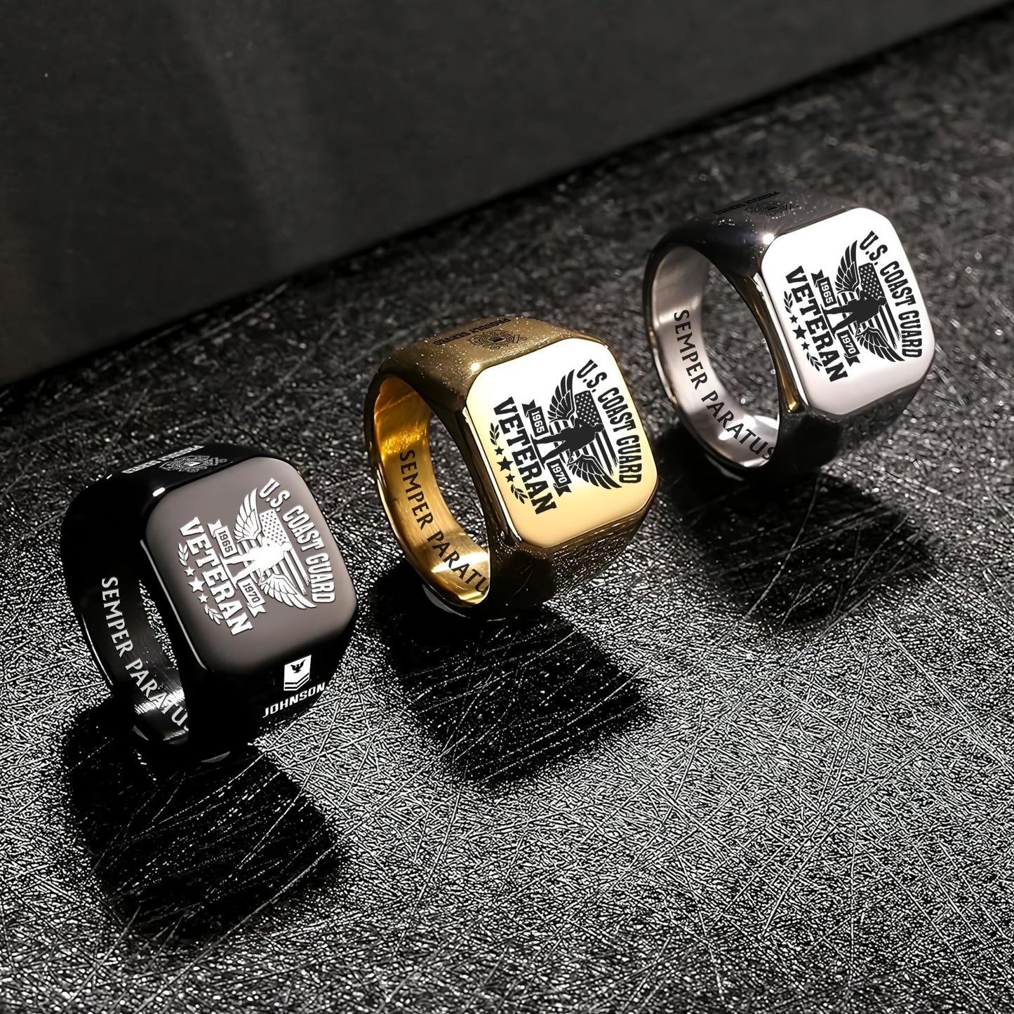 US Coast Guard – Engraved Men's Ring –  Valor Veteran Crest
