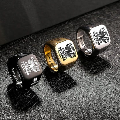 US Coast Guard – Engraved Men's Ring –  Valor Veteran Crest