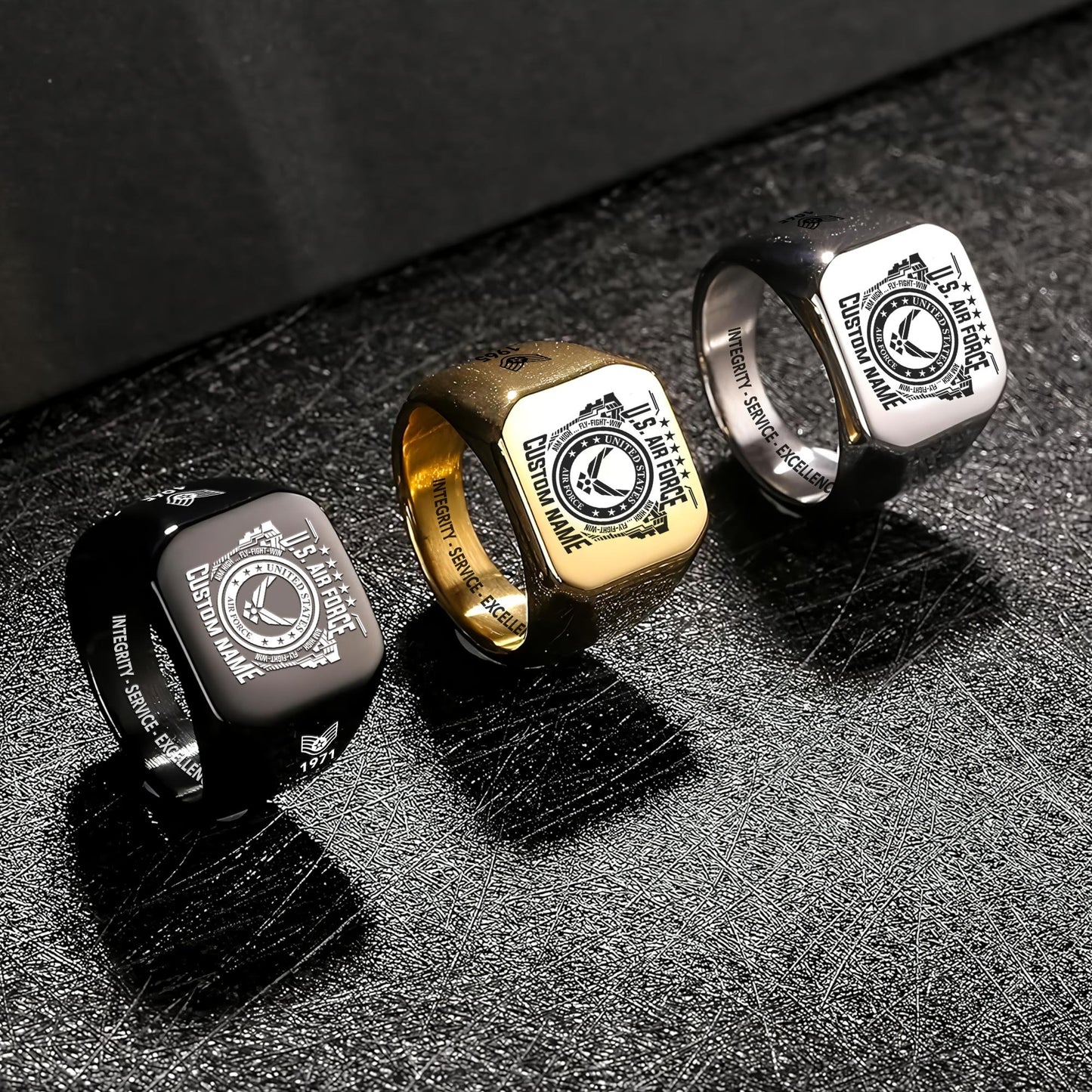 US Air Force – Engraved Men's Ring – Veteran Heritage Seal