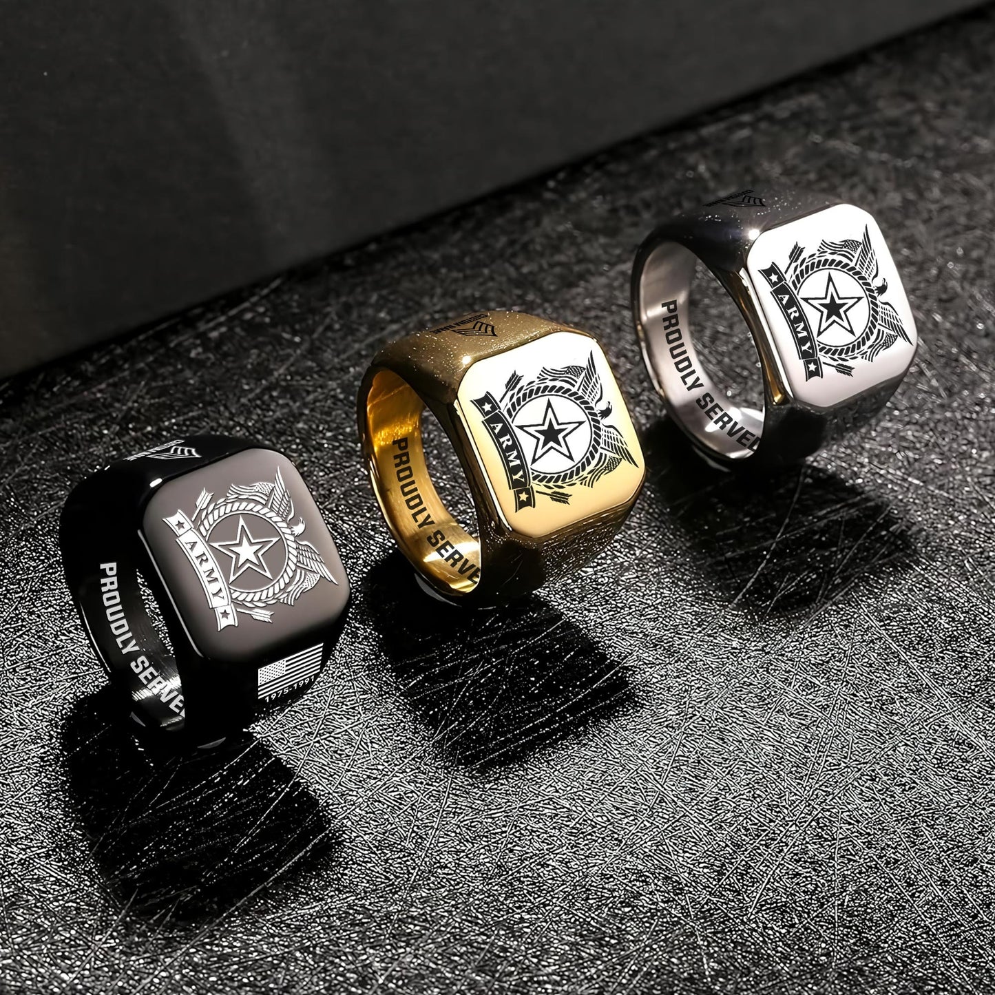 US Army – Engraved Men's Ring – Classic Military Signet