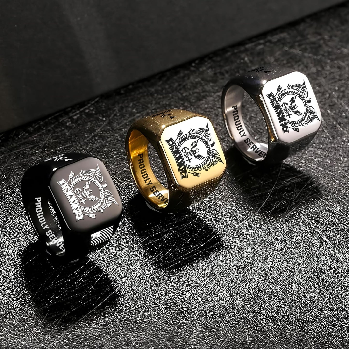 US Navy – Engraved Men's Ring – Classic Military Signet