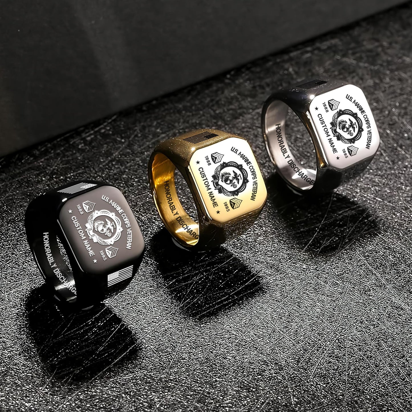 US Marine Corps – Engraved Men's Ring –  Veteran Legacy Emblem