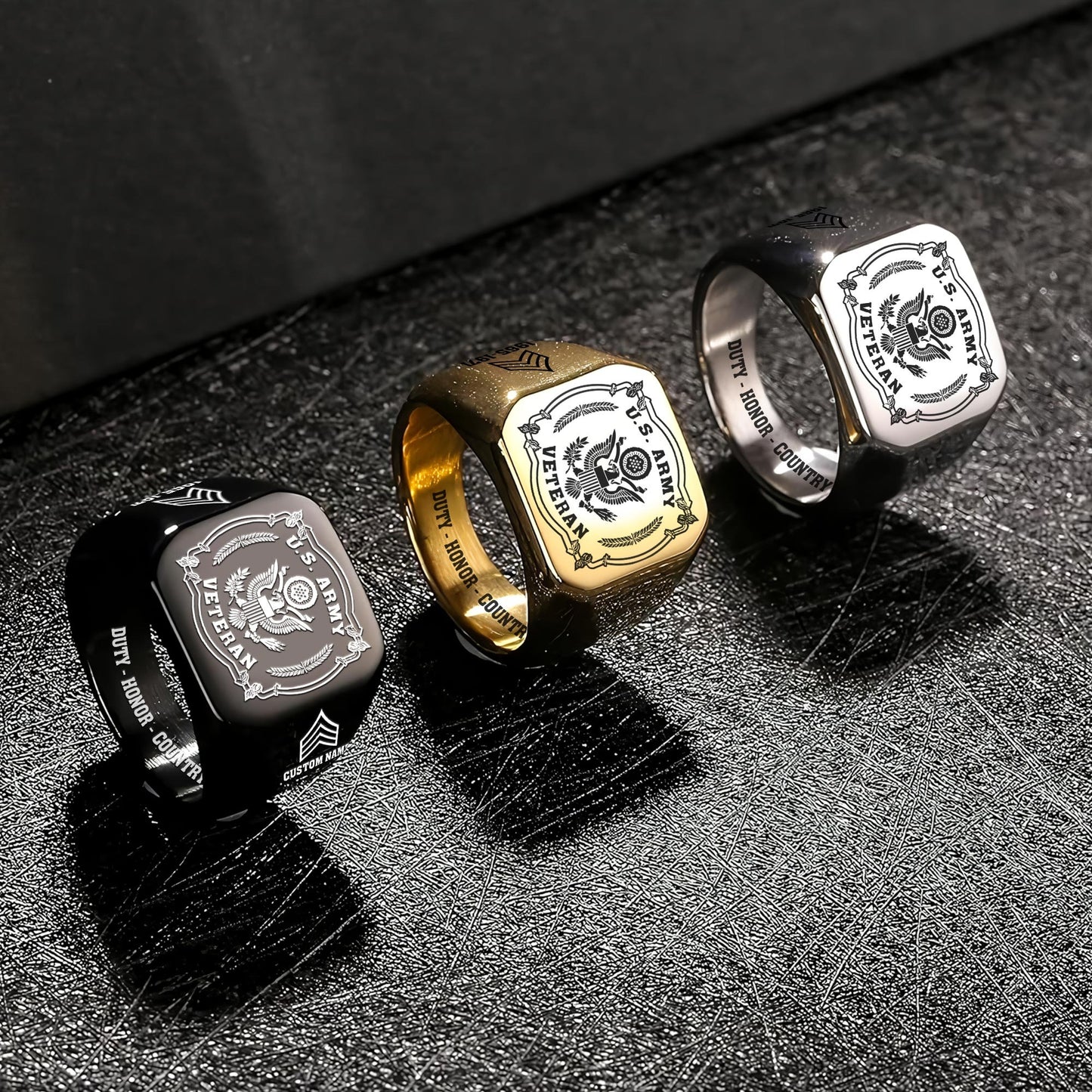 US Army – Engraved Men's Ring – Duty Honor Signet