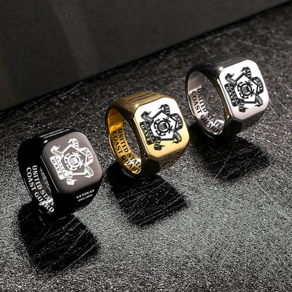 US Coast Guard – Engraved Men's Ring –  Honor Star Crest