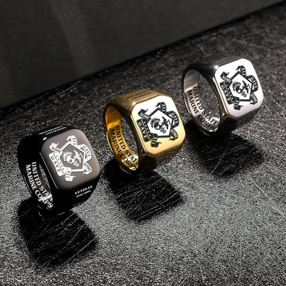 US Marine Corps – Engraved Men's Ring –  Honor Star Crest