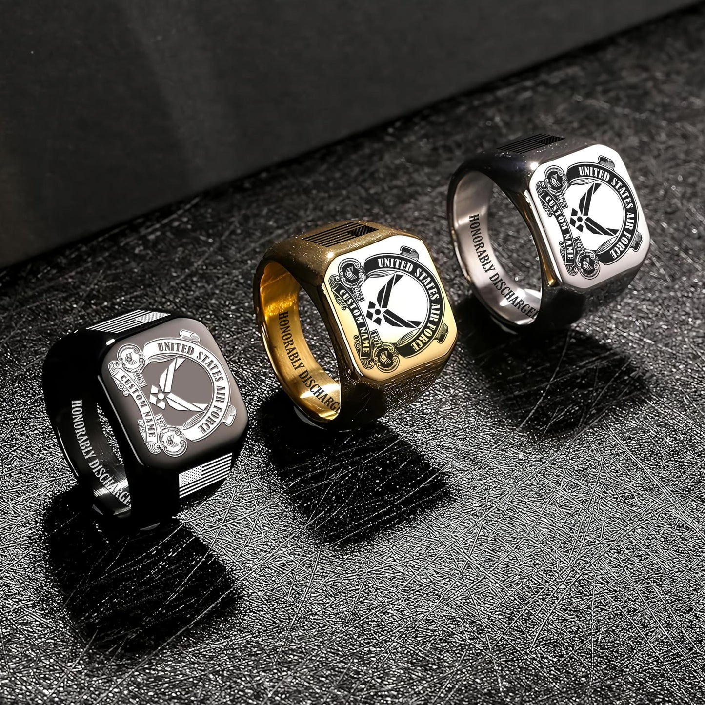 US Air Force – Engraved Men's Ring – Military Honor Cross Ring