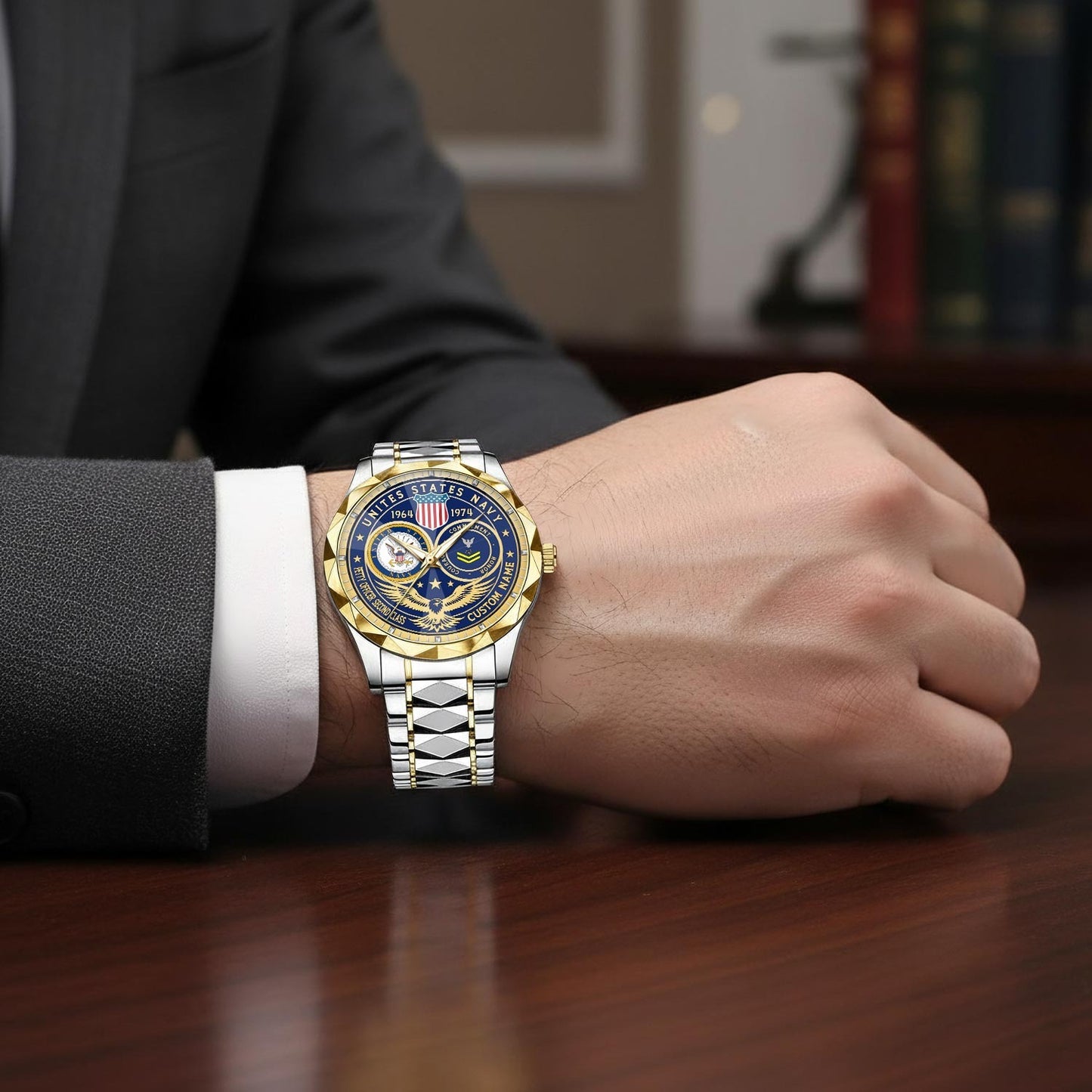 US Navy – Diamond-Cut Bezel Watch – Forever Service Crest