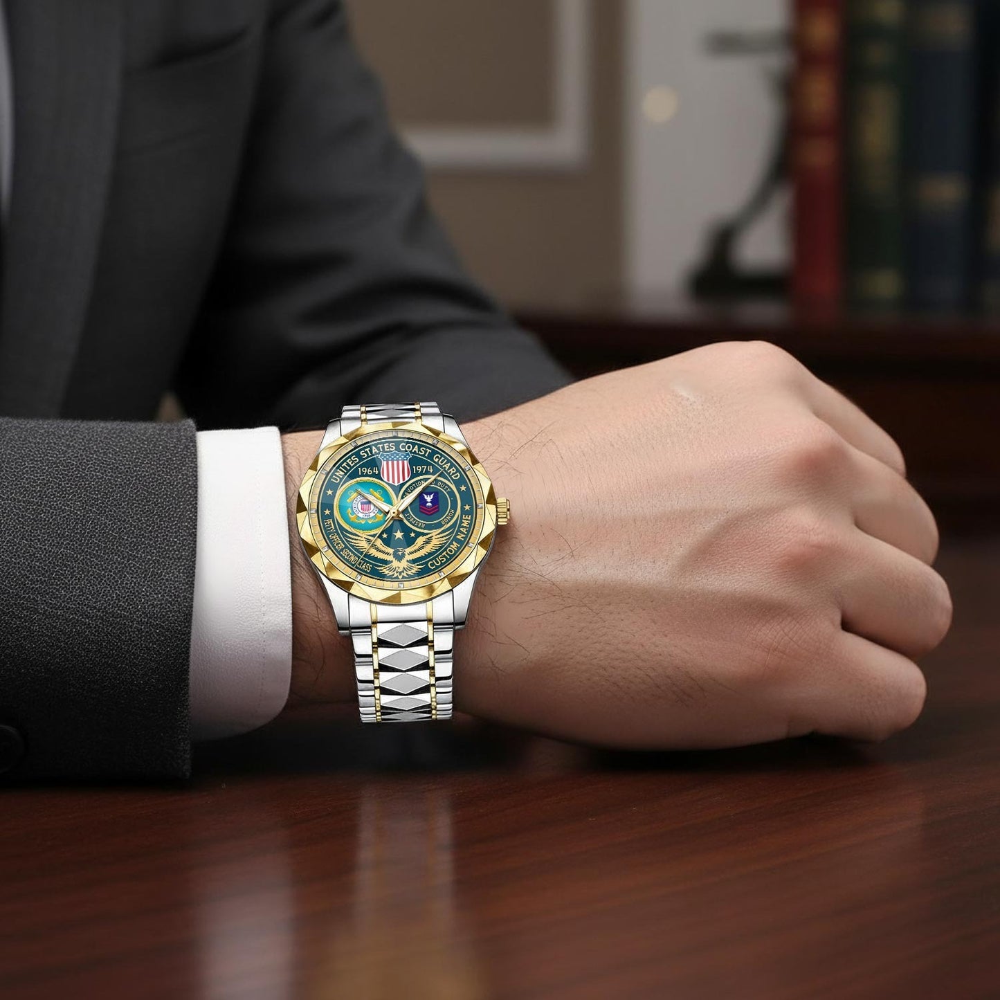 US Coast Guard – Diamond-Cut Bezel Watch – Forever Service Crest