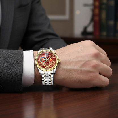 US Marine Corps – Diamond-Cut Bezel Watch – Forever Service Crest