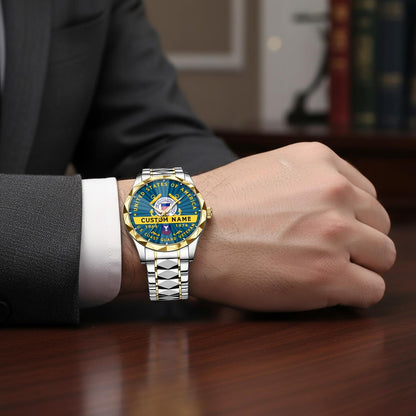 US Coast Guard – Diamond-Cut Bezel Watch – Liberty Star Crest