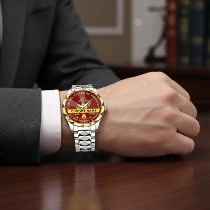 US Marine Corps – Diamond-Cut Bezel Watch – Liberty Star Crest
