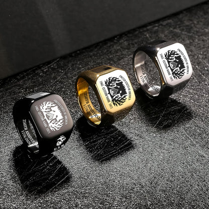 US Marine Corps – Engraved Men's Ring –  Valor Flame Crest
