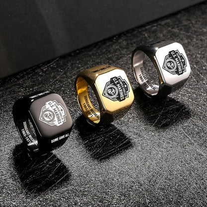 US Marine Corps – Engraved Men's Ring –  Honor Guard Shield
