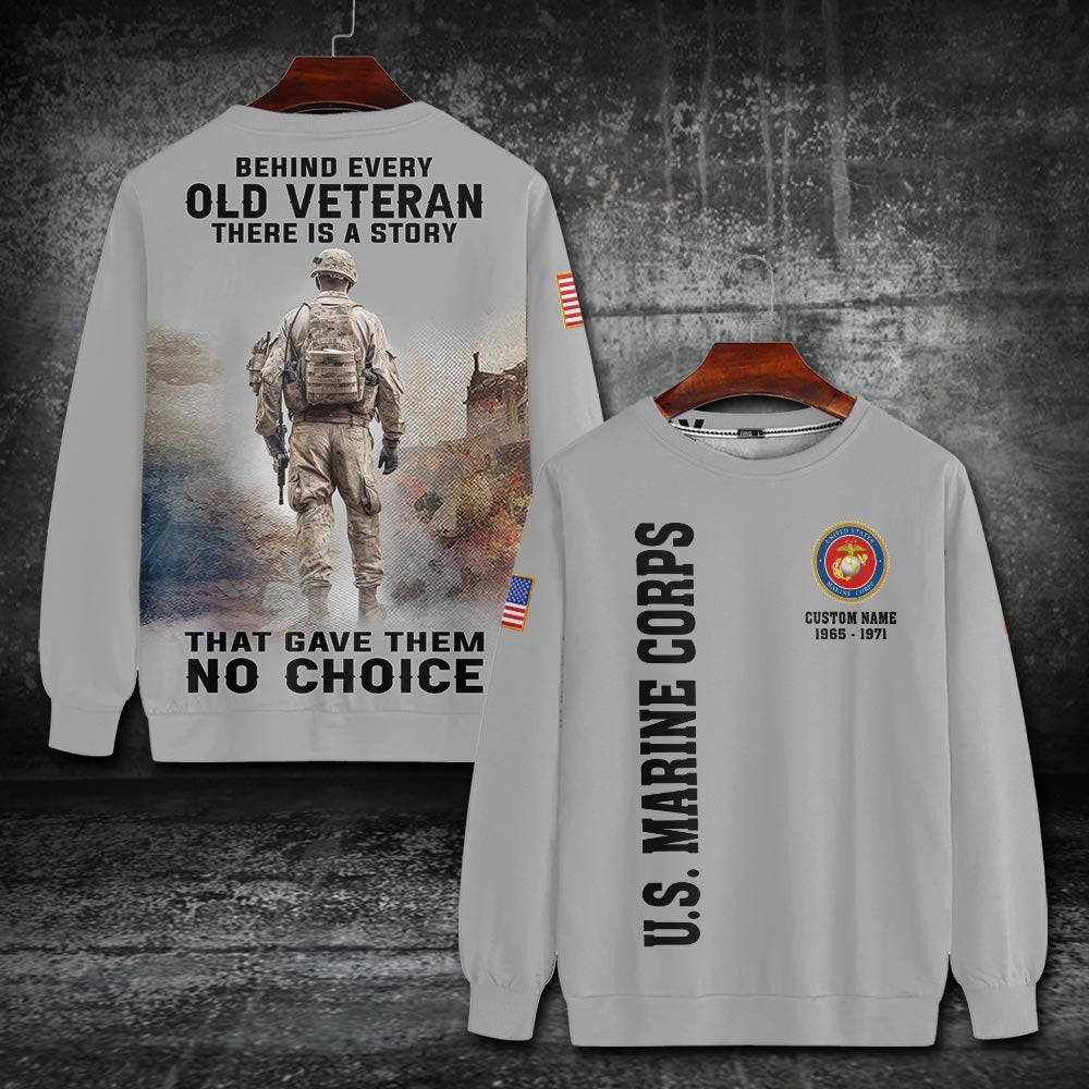 U.S Marine Corps – T-shirt – BEHIND EVERY OLD VETERAN THERE IS A STORY