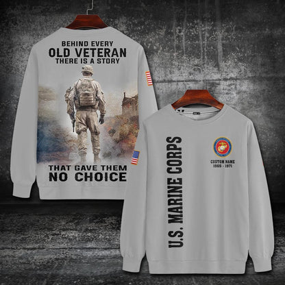 U.S Marine Corps – T-shirt – BEHIND EVERY OLD VETERAN THERE IS A STORY