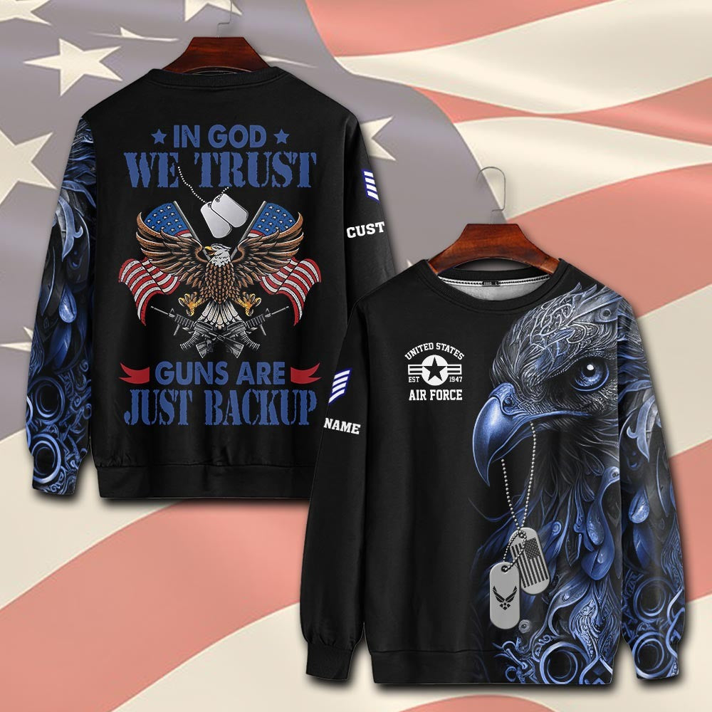 U.S Air Force – T-shirt – IN GOD WE TRUST-GUNS ARE JUST BACKUP