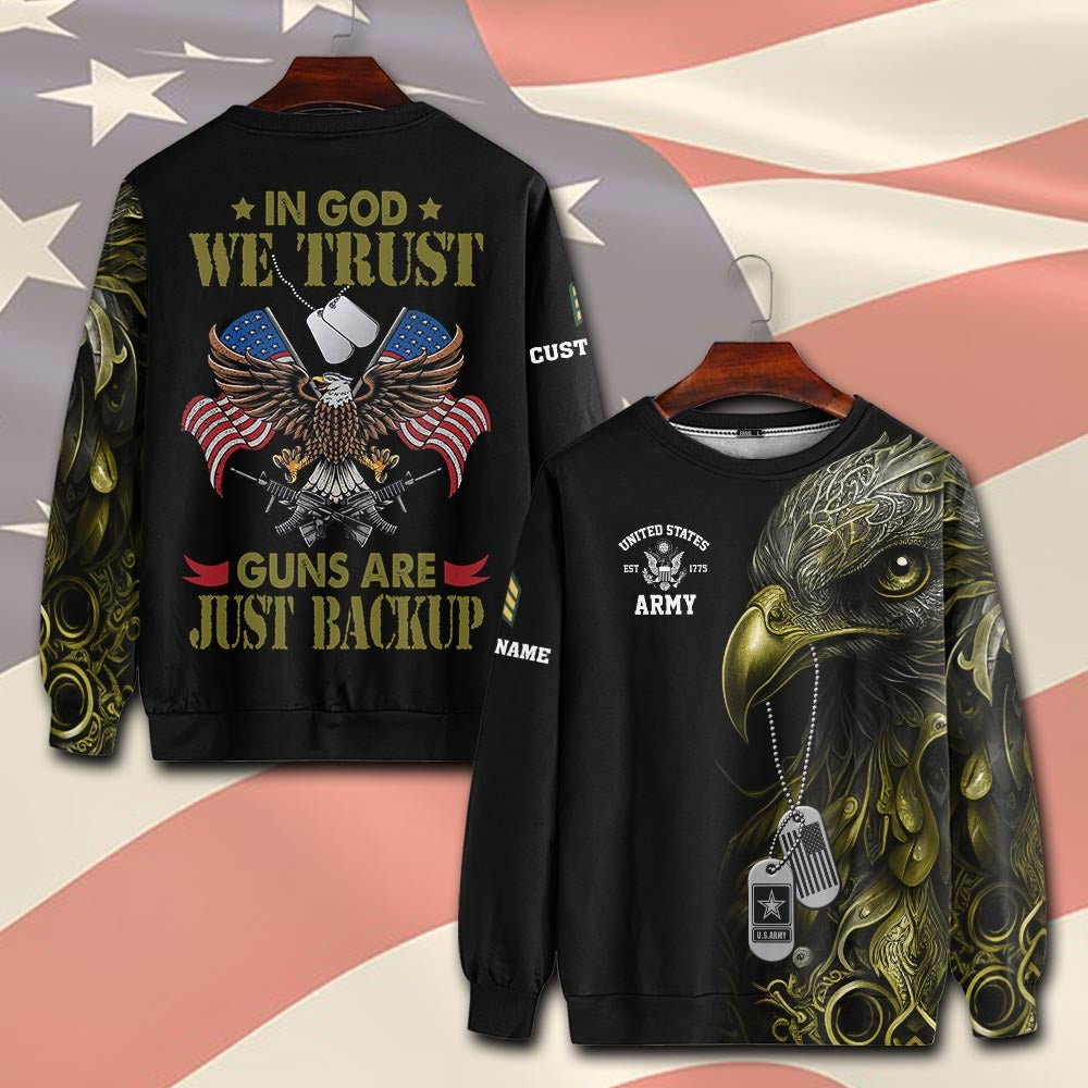 U.S Army – T-shirt – IN GOD WE TRUST-GUNS ARE JUST BACKUP