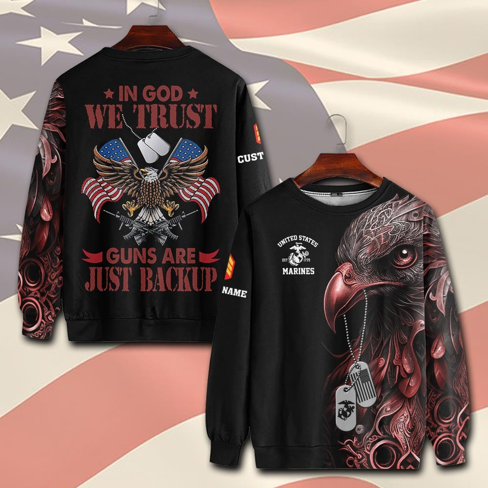 U.S Marine Corps – T-shirt – IN GOD WE TRUST-GUNS ARE JUST BACKUP