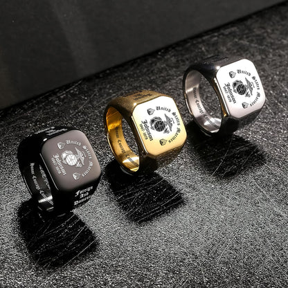 US Marine Corps – Engraved Men's Ring – Custom Military Crest