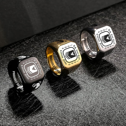 US Coast Guard – Engraved Men's Ring –  Military Rank Badge
