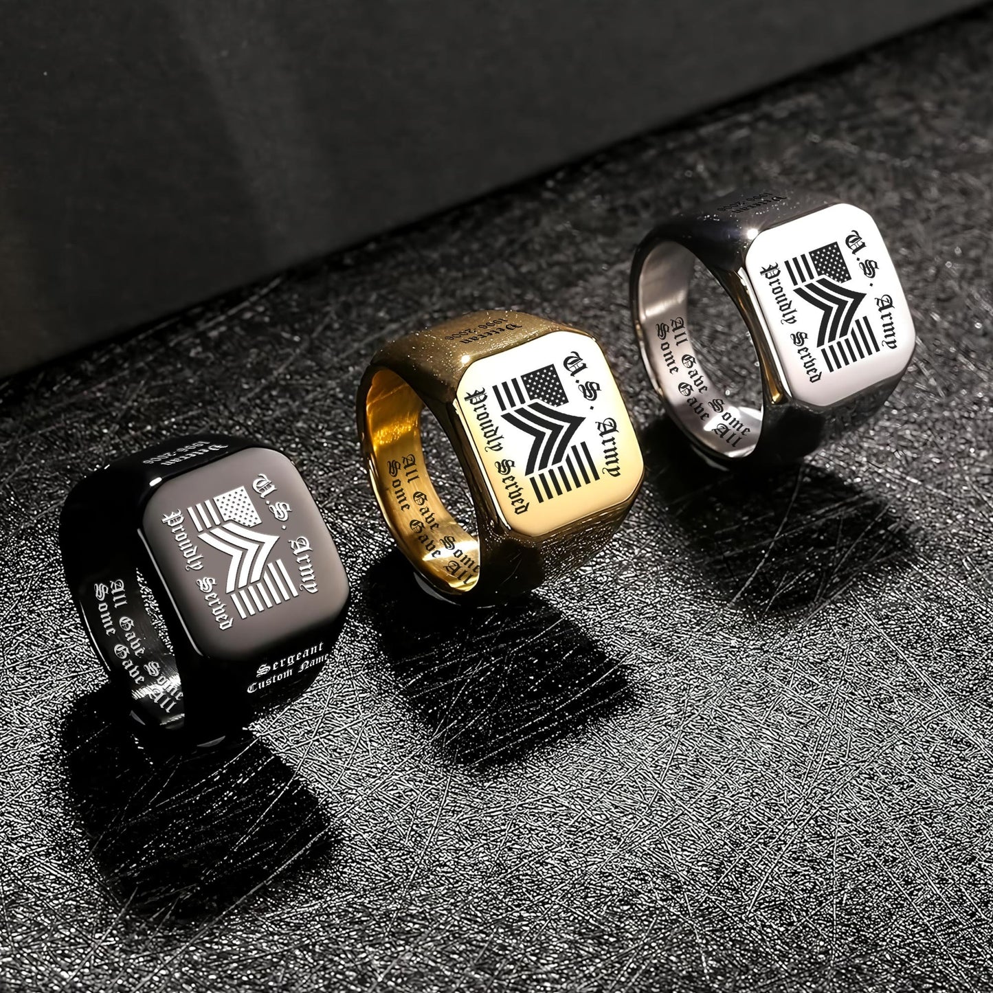 US Army – Engraved Men's Ring – Proud Service Crest