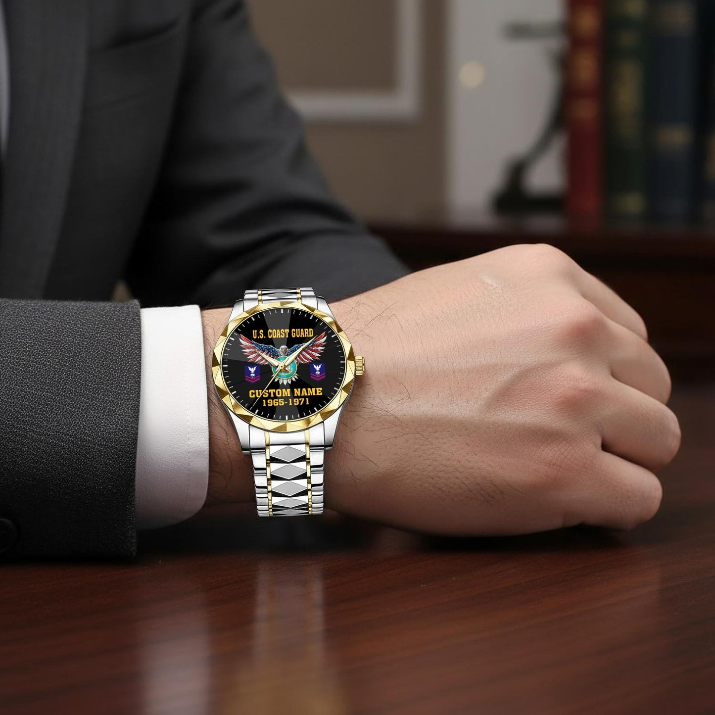 US Coast Guard – Diamond-Cut Bezel Watch – Eagle Honor Dial