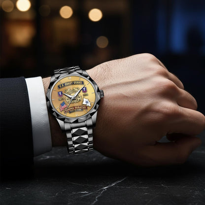 US Coast Guard – Diamond-Cut Bezel Watch – Golden Heritage Crest