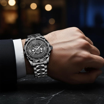 US Marine Corps – Diamond-Cut Bezel Watch – Warrior Steel Crest