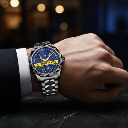 US Navy – Diamond-Cut Bezel Watch – Liberty Star Crest