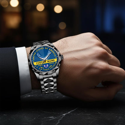 US Air Force – Diamond-Cut Bezel Watch – Liberty Star Crest