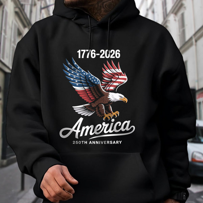 Celebrate 250 Years of America USA Anniversary 1776-2026 Dark Pullover Hoodie