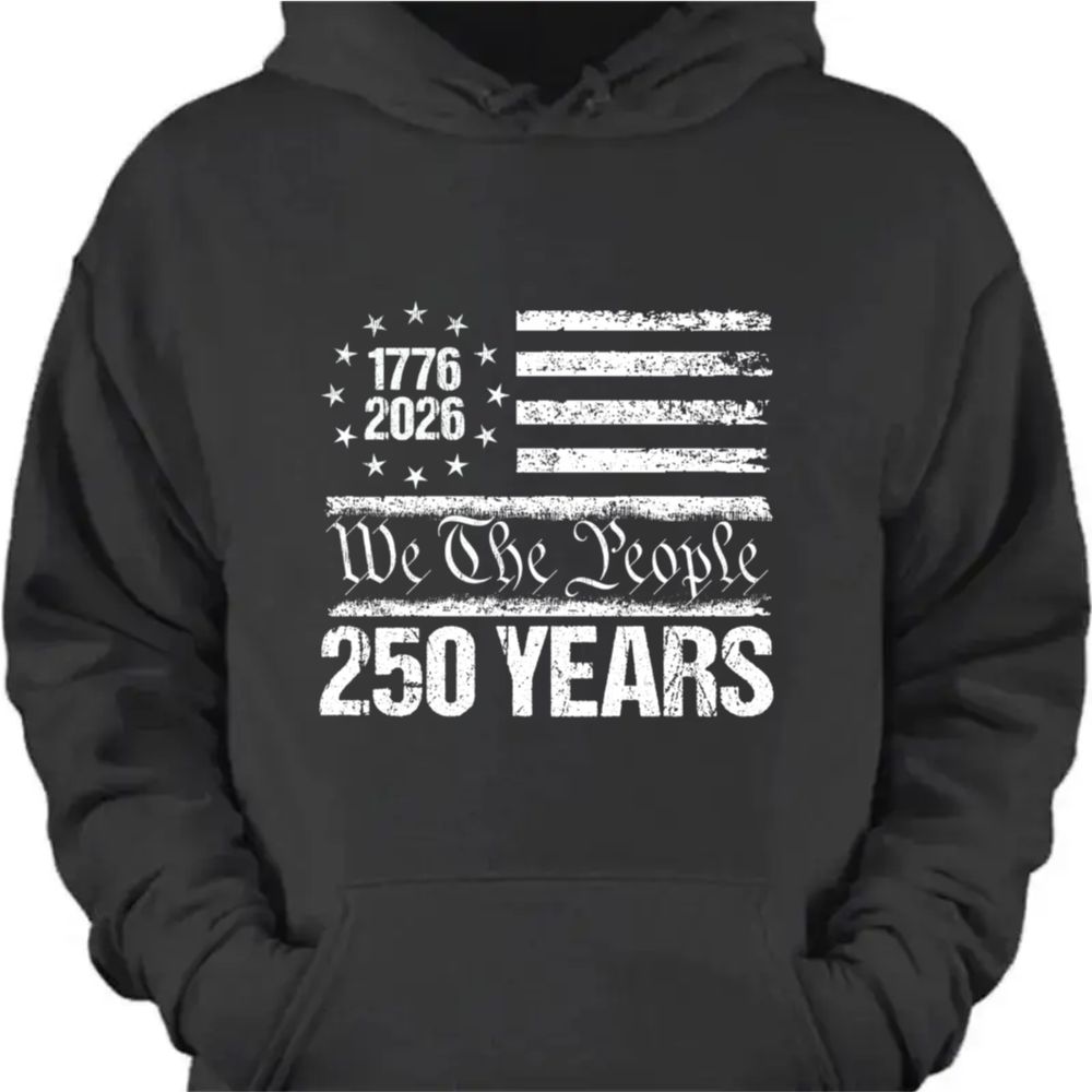 250 Years USA 250th Birthday 1776-2026 Eagle Flag Dark Pullover Hoodie
