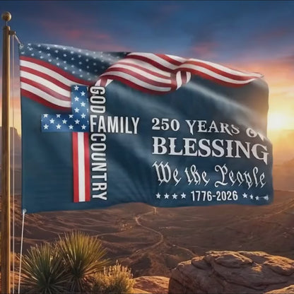 We The People American Flag, 250 Years Blessing 1776 2026 Grommet Flag